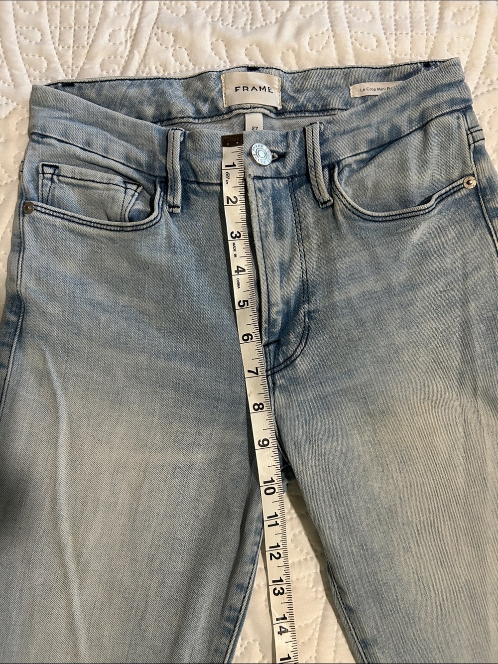 Frame Denim Light Blue ‘Le Crop Mini Boot’ Jeans with Raw Hem Sz: 27 - Picture 4 of 10